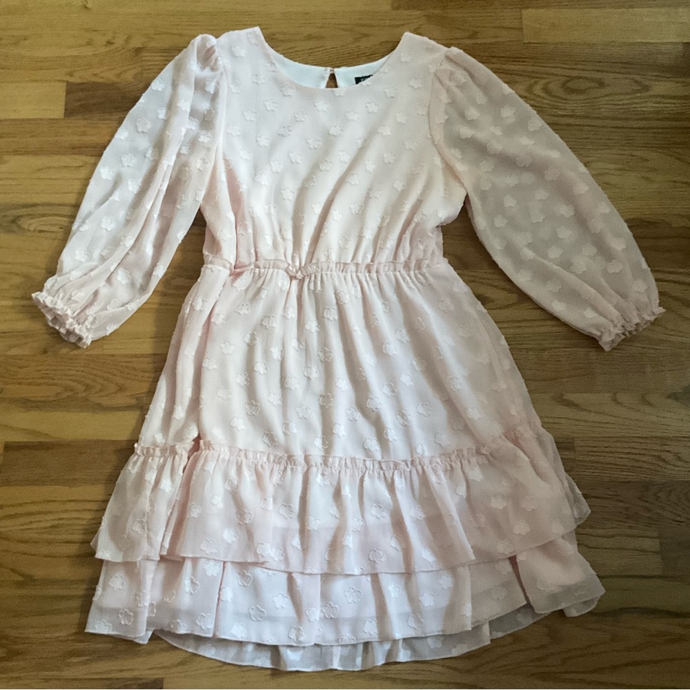 Zunie Light Pink Dress w/ blouse sleeves Girls 16 Like New